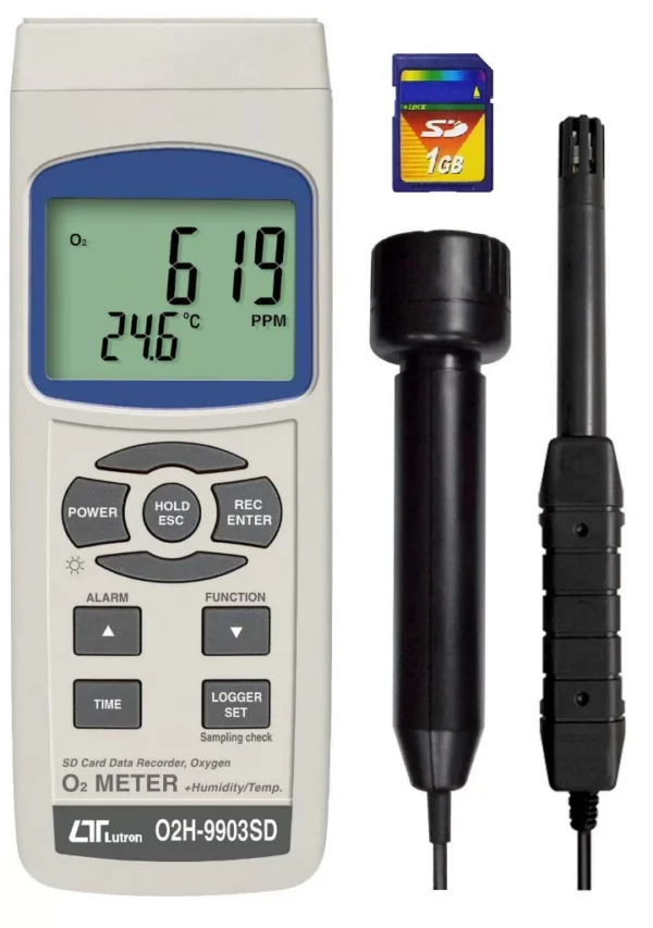 LUTRON O2 METER + HUMIDITY/ TEMP, SD CARD DATA RECORDER - O2H-9903SD