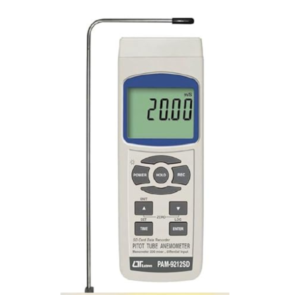 LUTRON PAM 9212SD PITOT TUBE ANEMOMETER RS232/USB computer interface SD Card real time data recorder