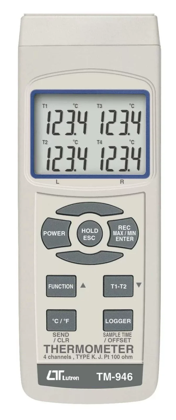 LUTRON THERMOMETER TM-946 TYPE K/J, PT 100 OHM, 4 DISPLAY, DATA LOGGER